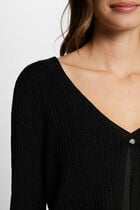 Long-sleeved cardigan V-neck black women