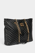 Sac cabas matelassé noir femme