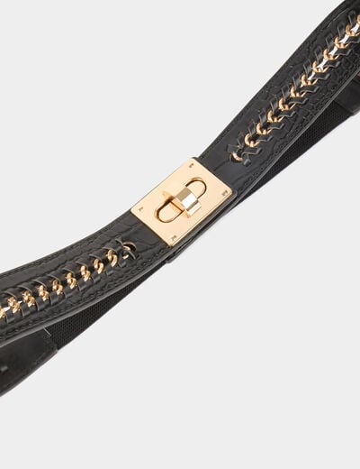 Wide elastic belt black women