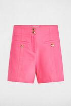 Straight shorts with darts pink women