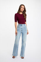 Jumper with short sleeves bordeaux women