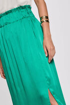 Jupe longue satinée vert femme