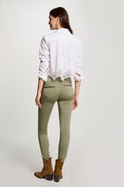 Pantalon slim taille standard vert kaki femme