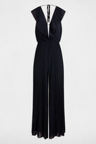 Pleated jumpsuit navy blue women