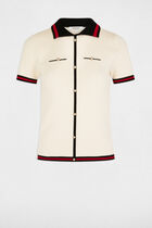 Jumper polo collar and short sleeves ivory women