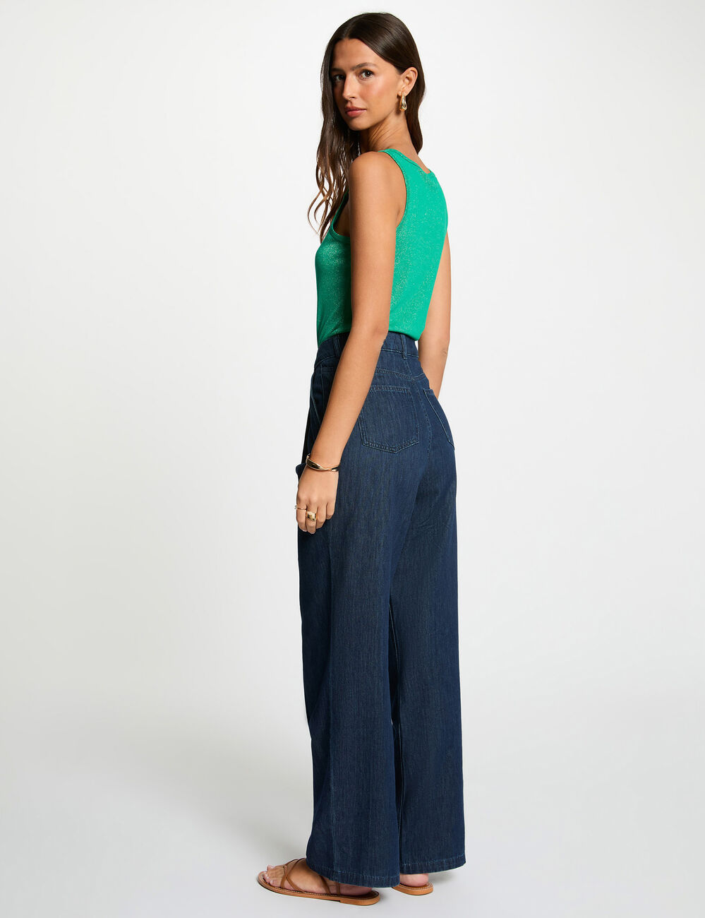 Sleeveless vest top emerald green women