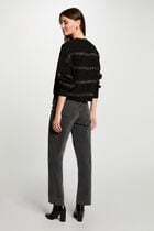 Mom jeans with rhinestones light grey women