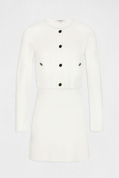 Fitted dress with 2 in 1 effect ecru ladies'