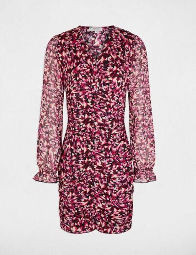 Wrap dress with 3/4 sleeves multicolor women