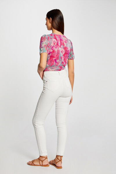 Short-sleeved t-shirt floral print pink ladies'