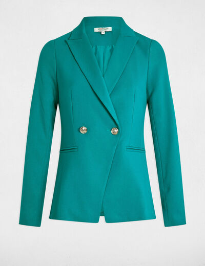 Waisted buttoned blazer turquoise blue women
