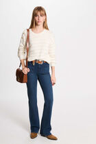 Jumper round neck and buttons beige women