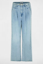 High-waisted wide-leg jeans bleach denim women