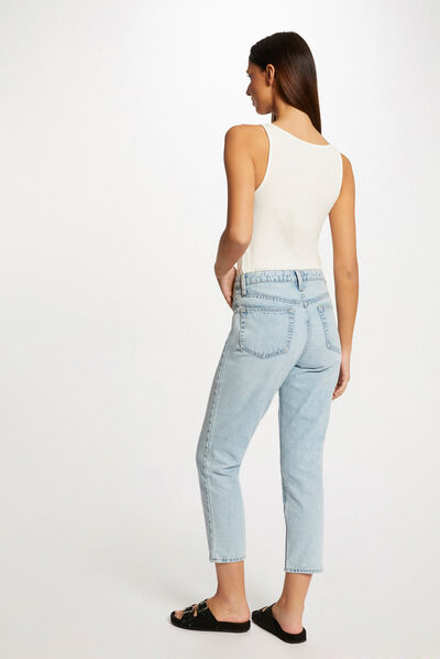 Vest top with wide straps and ornaments ecru ladies'