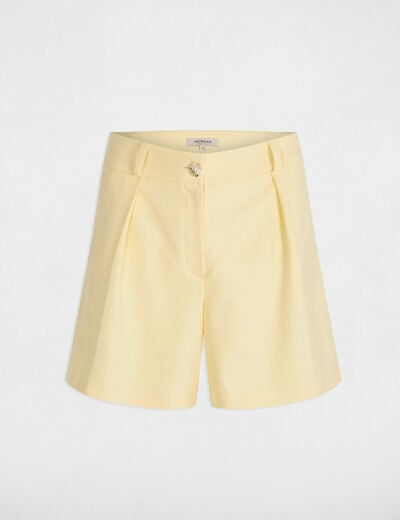 Straight short pastel yellow women