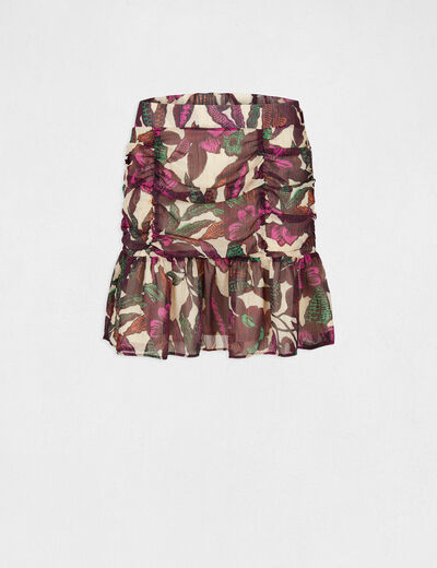 Printed straight skirt with ruffles multico ladies'