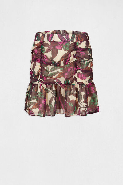 Printed straight skirt with ruffles multico ladies'