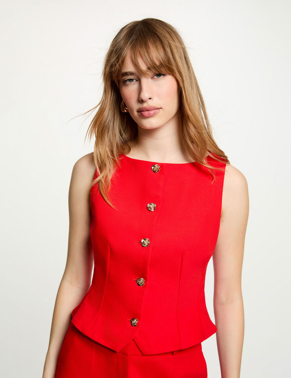 Sleeveless cardigan bright red women