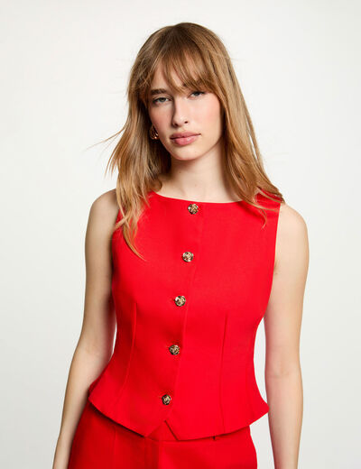 Sleeveless cardigan bright red women