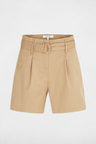 Fitted short with stripes light beige women