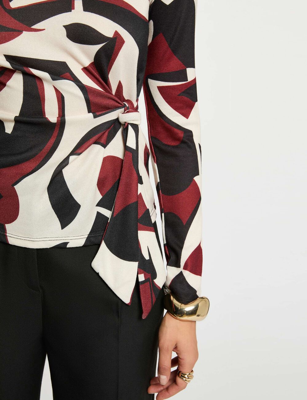 Knotted round neck t-shirt multicolor women