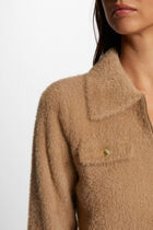 Long-sleeved cardigan with lapel collar camel women