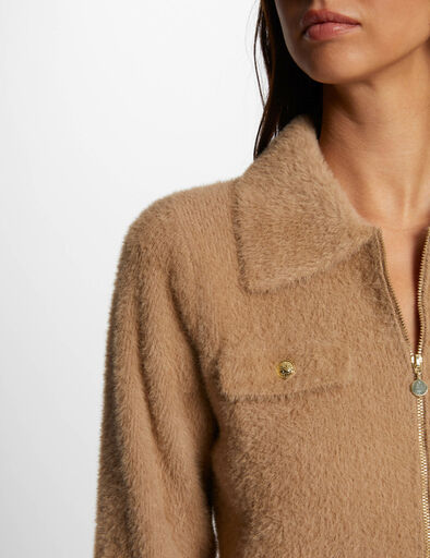 long sleeved cardigan with lapel collar camel women Long-sleeved cardigan with lapel collar camel women