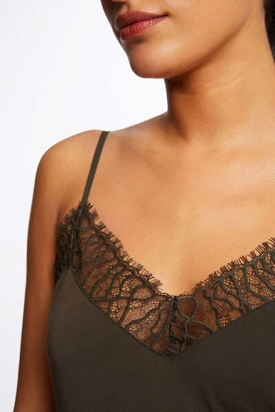 Vest top with thin straps and lace  ladies'
