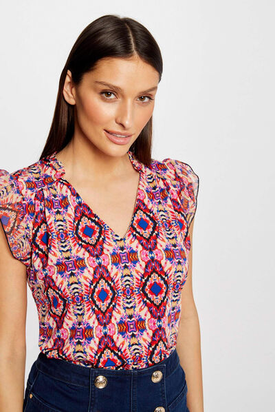 Short-sleeved printed t-shirt multico ladies'