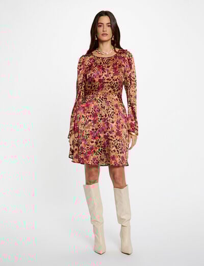 Pleated short dress multicolor women