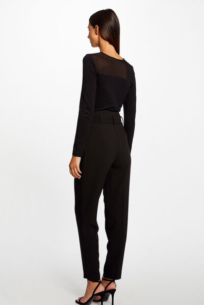 Long-sleeved jumper with round neck black ladies'