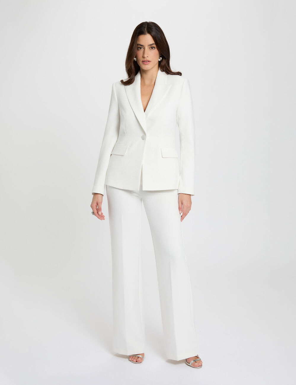 Fitted lace blazer white women