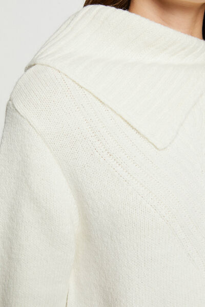 Long-sleeved jumper with turtleneck ecru ladies'