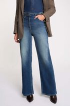 High-waisted wide-leg jeans denim stone women