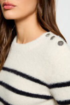 Stripped jumper round neck ecru women