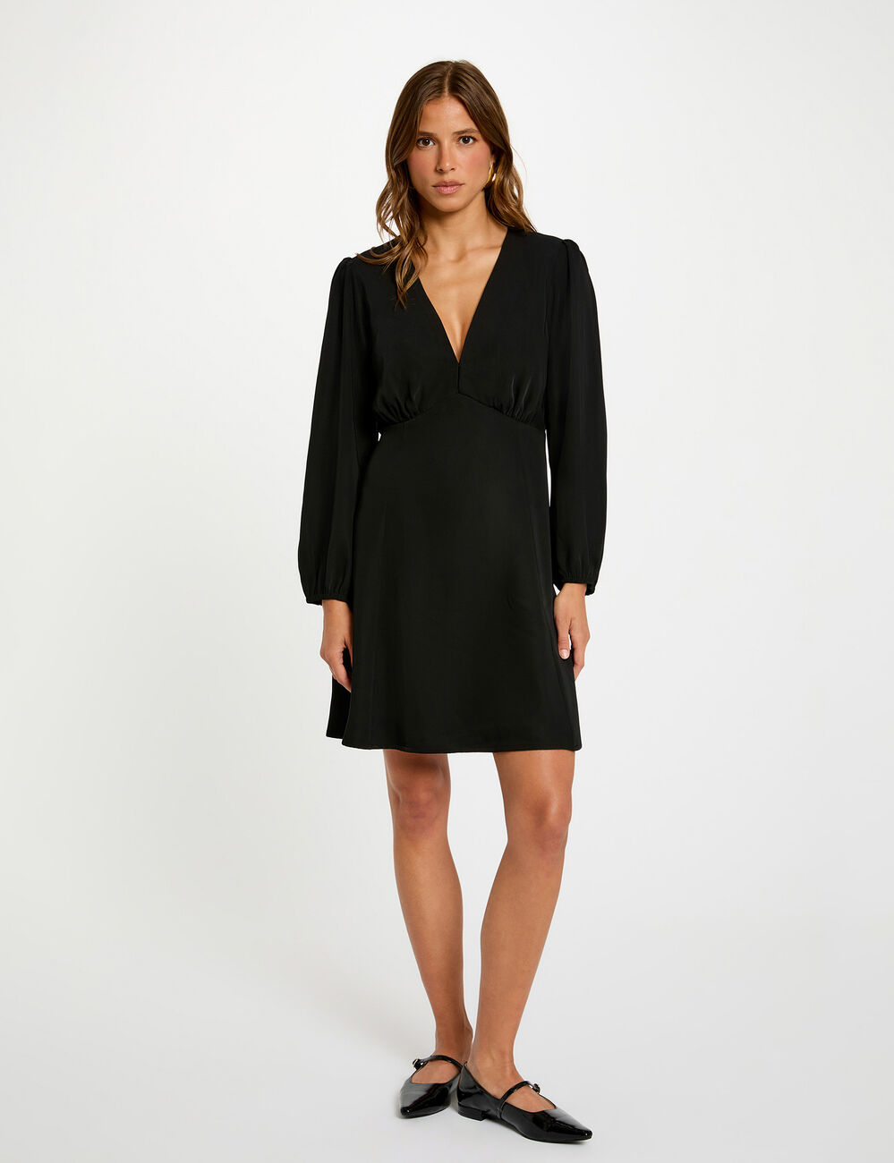 Robe courte trapèze noir femme