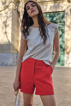 High-waisted shorts bright red women