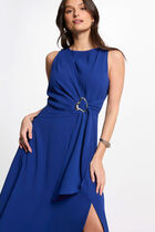 Maxi loose A-line dress electric blue women