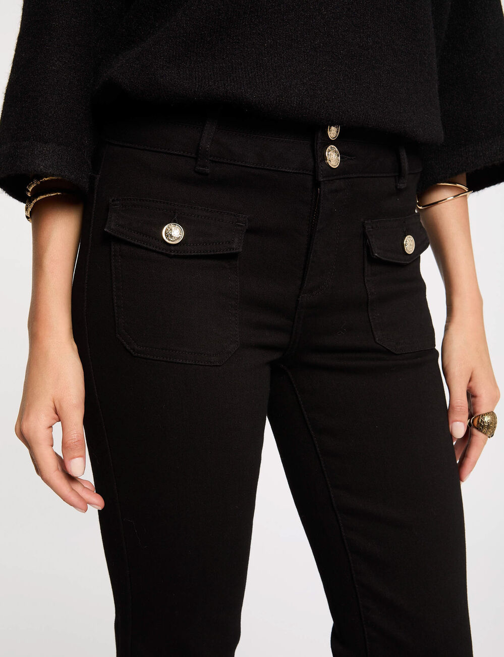Bootcut jeans with flap pockets black women