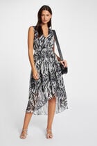 Robe longue cintrée imprimée multico femme
