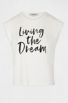 Short-sleeved t-shirt with message ecru women