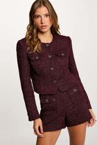 High-waisted tweed shorts plum women