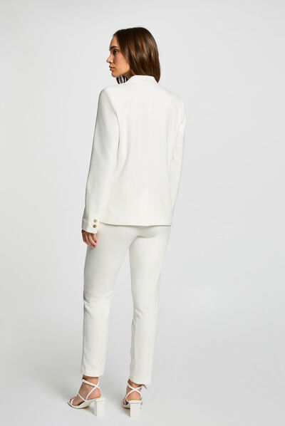 Straight buttoned blazer ecru ladies'