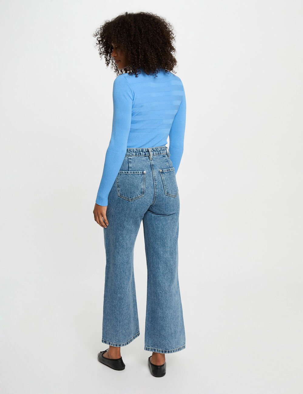 Fitted high neck sweater blue women