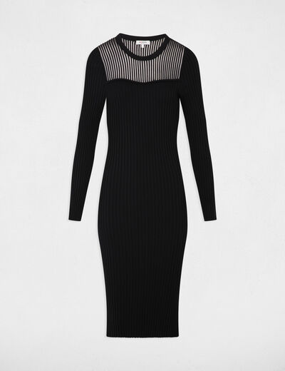 Long fitted knit dress black women