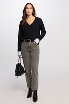 Pull col en V bleu marine femme