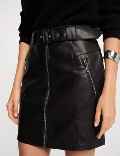 Faux leather mini skirt black women