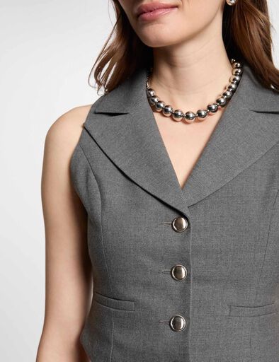 sleeveless fitted cardigan light grey women Sleeveless fitted cardigan light grey women
