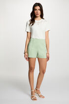 Straight shorts with darts pastel green women