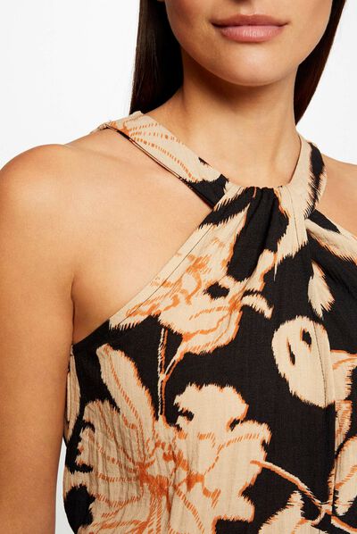 Sleeveless blouse with vegetal print multico ladies'